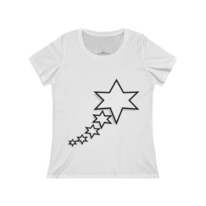 Women's Relaxed Jersey Short Sleeve Scoop Neck Tee - 6 Points 5 Stars (White)